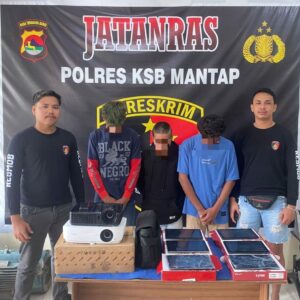 Dalam 1×24 Jam Tim Puma Polres Sumbawa Barat Berhasil Amankan 3 Pelaku pencurian elektronik