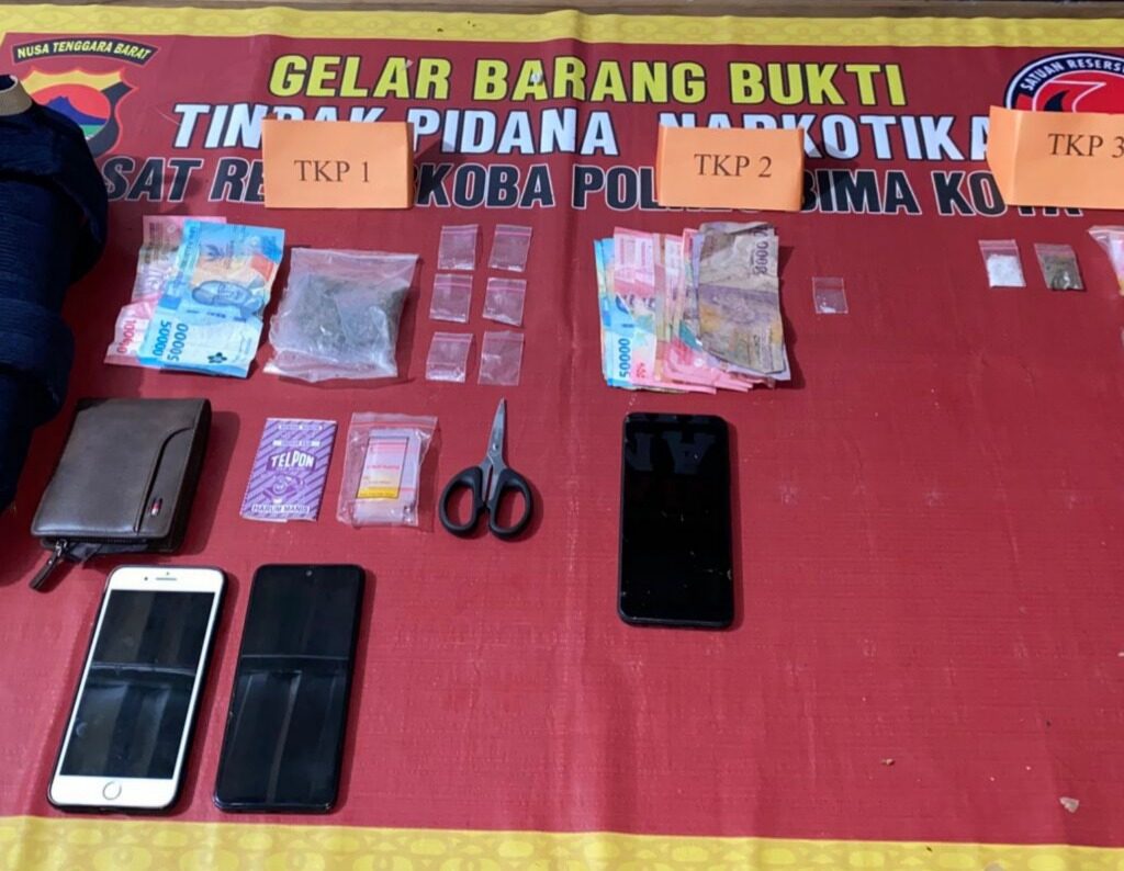 Bongkar Jual Edar Narkoba, Tim Kaisar Hitam Polres Bima Kota  Sergap Sepasang Pengedar Sabu dan Ganja