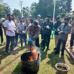 Kapolres Bima Pimpin Pemusnahan Barang Bukti 32,72 gram dan Ganja Kering 904,48 gram Serta 13 Batang Tanaman Ganja