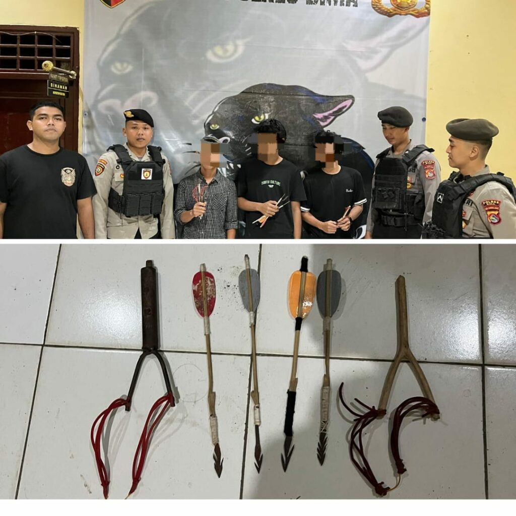 Patroli KRYD di Jalur Rawan, Piket Fungsi Polres Bima Amankan 3 Pemuda dan Empat Busur Panah Lengkap