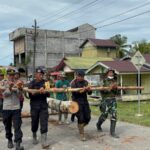 Sinergitas TNI Polri dan Masyarakat Bangun Jembatan Darurat di Aceh Singkil